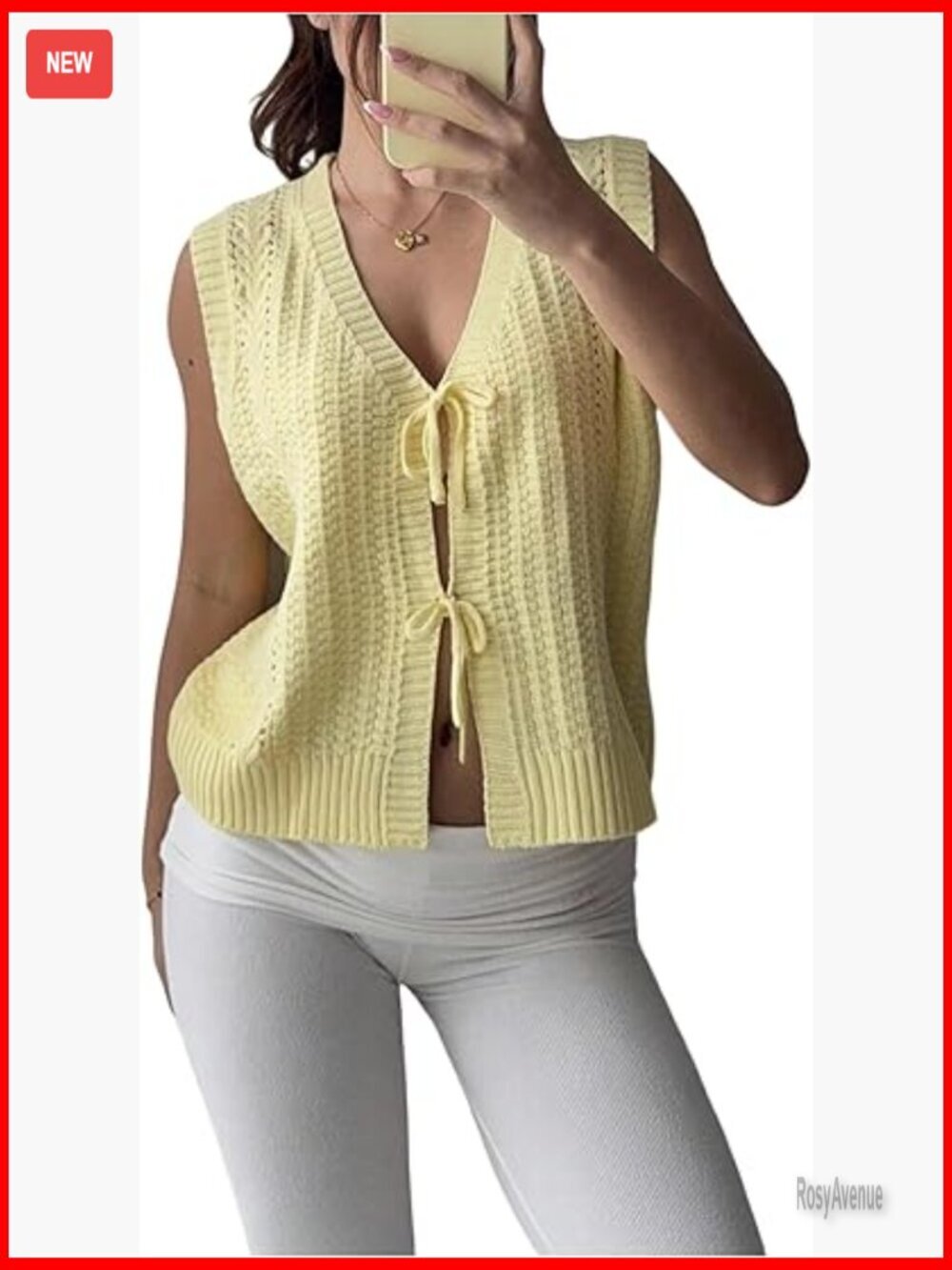 Tie Front Y2k Cut Out V Neck Sleeveless Knitted Vest